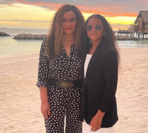 Tina Lawson and Blue Ivy on the beach