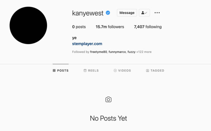 Kanye West Instagram Page