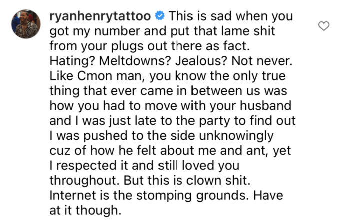 Ryan Henry responds to Charmaine Bey
