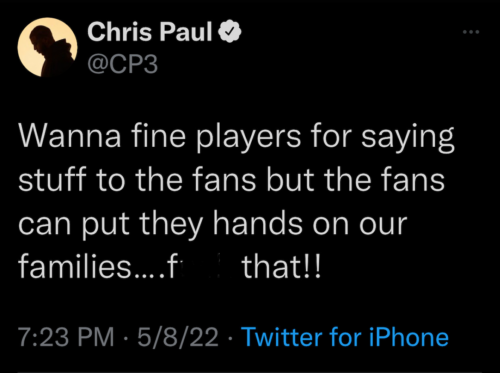 Chris Paul reacts to his family being harassed by Dallas Mavericks fan.