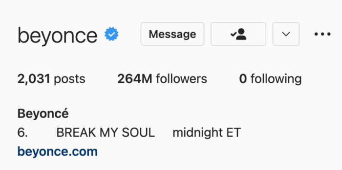 Beyonce announces Break My Soul single via Instagram