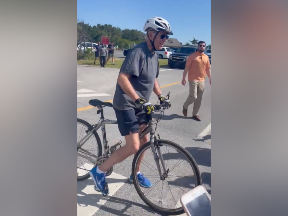 President Joe Biden is fine after falling off of his bike in Delaware
