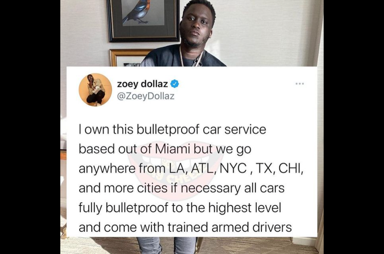 Rapper Zoey Dollaz Speaks On His Bulletproof Car Service