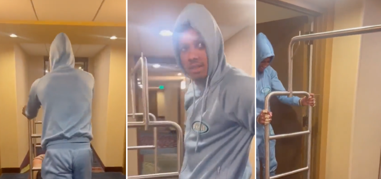 Social Media Reacts To Blueface Transporting His Lady Chrisean Rock To Their Hotel Room On A Luggage Rack