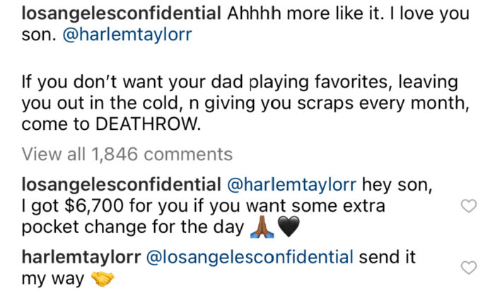 The Game - Harlem Taylor - Petty Instagram comments