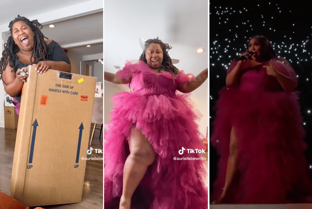 Lizzo Gives Her 2019 AMA Dress To Super Fan Aurielle Marie After She Asked To Borrow It On TikTok
