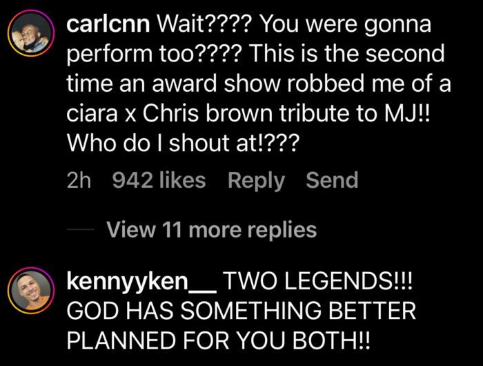Ciara & Chris Brown comment 3.
