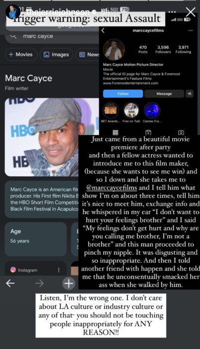 Jerrie Johnson blasts filmmaker Marc Cayce