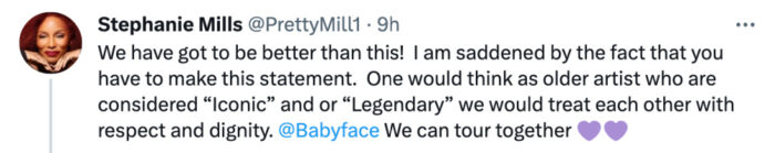 Stephanie Mills tweet Anita Baker - Babyface