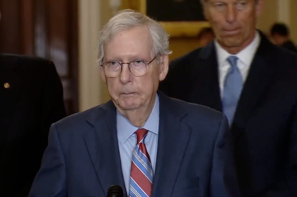 Mitch McConnell freezes during press conference
