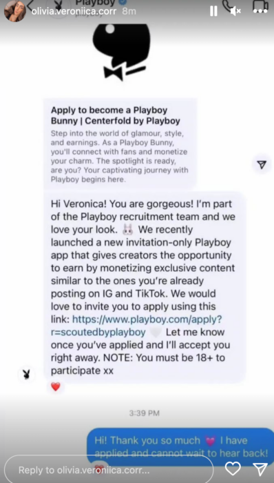 Veronica Correai's offer from Playboy.