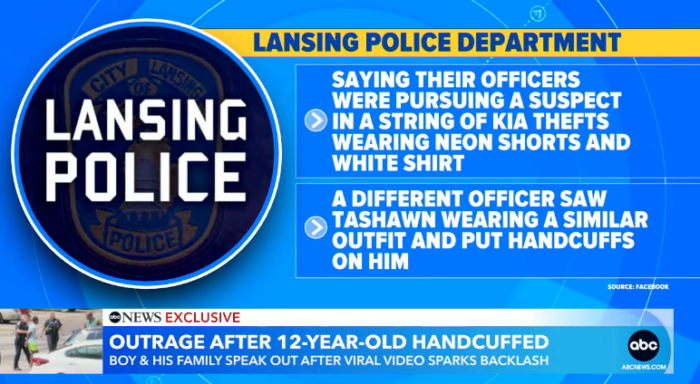 Lansing, Michigan PD pic in Teshawn Bernard incident