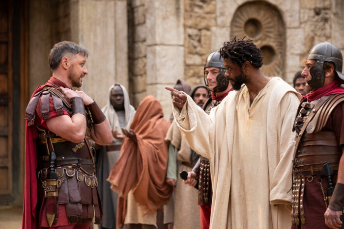 Pontius Pilate (James McAvoy) and Clarence (LaKeith Stanfield)