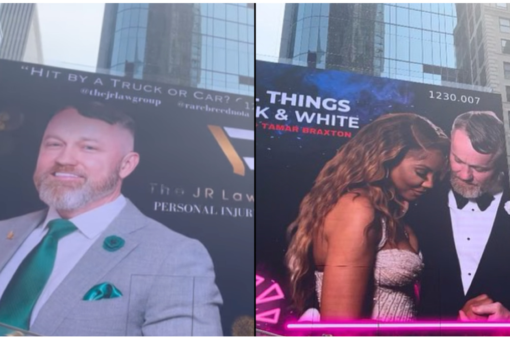Tamar Braxton Sends A Special Birthday Wish To Her Fiancé JR & Honors Him With A Huge Billboard In NYC