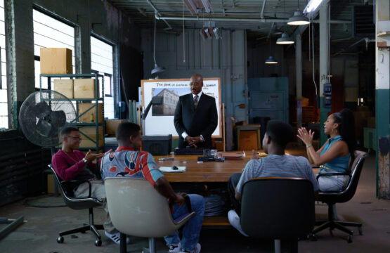 Xavier Clyde as Danny, Nican Robinson as Rick, Courtney B. Vance as Jeremy Horne, Bentley Green as Marshall and Precious Way as Ladonna in Heist 88