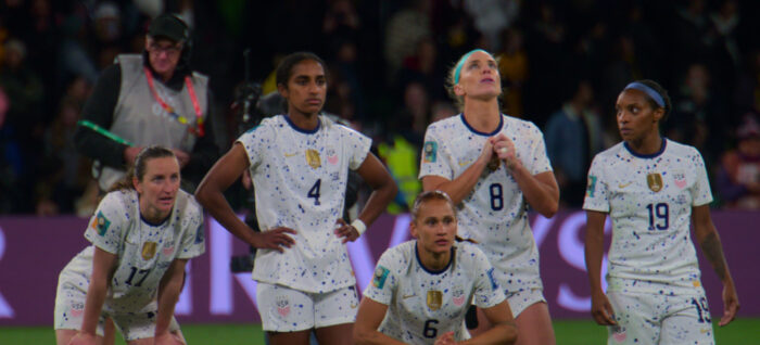 under-pressure-the-us-womens-world-cup-team-(L to R) Andi Sullivan, Naomi Girma, Lynn Williams, Julie Ertz, and Crystal Dunn