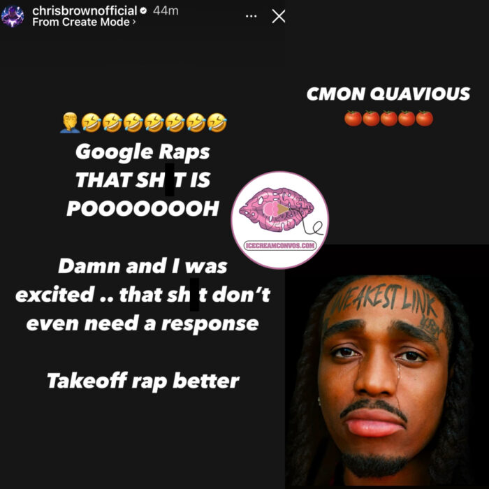 Chris Brown reacts to Quavo diss song