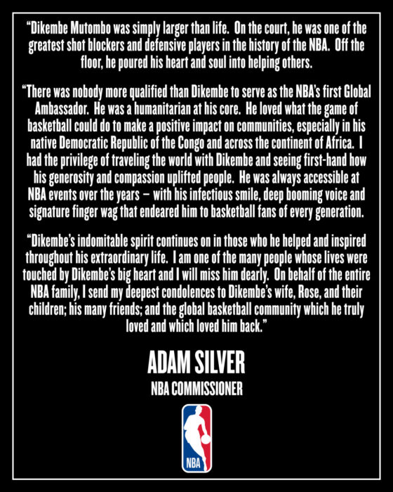 Adam-silver-statement-dikembe-mutombo