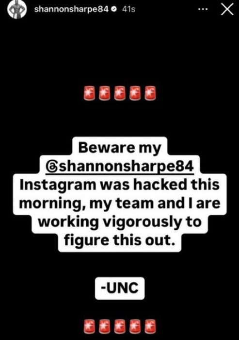 Shannon Sharpe Instagram hacked