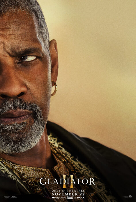 Denzel Washington plays Macrinus in Gladiator II from Paramount Pictures.