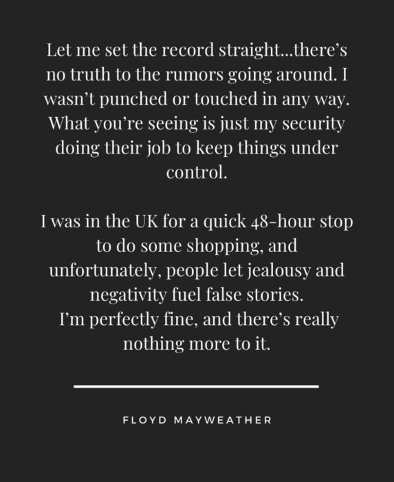 Floyd Mayweather addresses attack in London