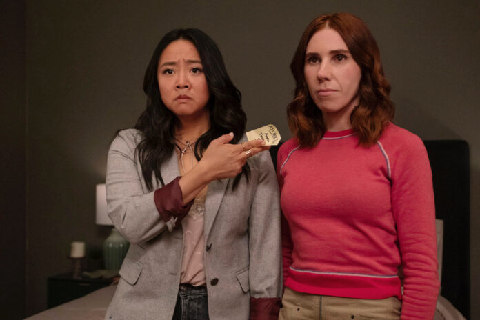 Stephanie Hsu as Ruby, Zosia Mamet as AJ- Laid-Peacock