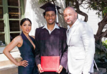 Denim Braxton Graduates From College — Toni Braxton Celebrates Her Proud #BoyMom Moment College graduate Denim Braxton in his cap and gown pictured with his mother Toni Braxton and father Keri Lewis.