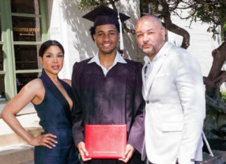 Denim Braxton Graduates From College — Toni Braxton Celebrates Her Proud #BoyMom Moment College graduate Denim Braxton in his cap and gown pictured with his mother Toni Braxton and father Keri Lewis.