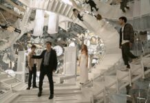‘Now You See Me: Now You Don’t’ Trailer: The Four Horsemen Are Back With More Mind-Bending Magic Dominic Sessa as Bosco, Jesse Eisenberg as Daniel Atlas, Isla Fisher as Henley Reeves, and Justice Smith as Charlie performing a high-stakes illusion in Now You See Me: Now You Don’t.