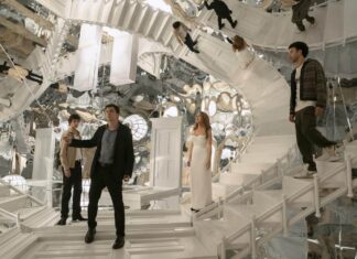 ‘Now You See Me: Now You Don’t’ Trailer: The Four Horsemen Are Back With More Mind-Bending Magic Dominic Sessa as Bosco, Jesse Eisenberg as Daniel Atlas, Isla Fisher as Henley Reeves, and Justice Smith as Charlie performing a high-stakes illusion in Now You See Me: Now You Don’t.