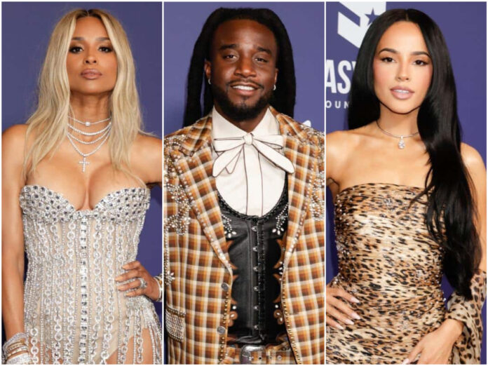 13 celebrity carpet looks from the 2025 American Music Awards - AMAs- Ciara, Shaboozey, and Becky G
