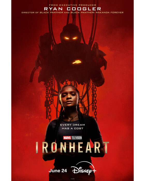 Key art for Ironheart on Disney+ featuring Dominique Thorne as Riri Williams