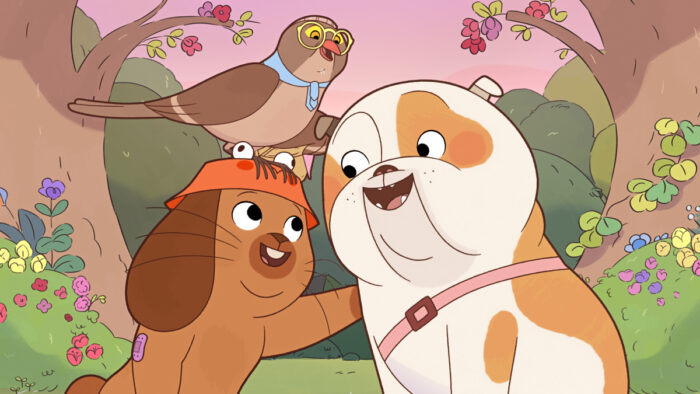 Lulu the bulldog imagines herself as a rhinoceros in Apple TV+ musical family special "Lulu Is A Rhinoceros."