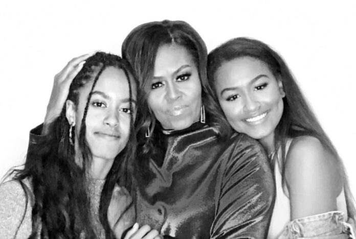 Image of Michelle Obama, Malia Obama, and Sasha Obama as celebrities celebrate Mother's Day 2025