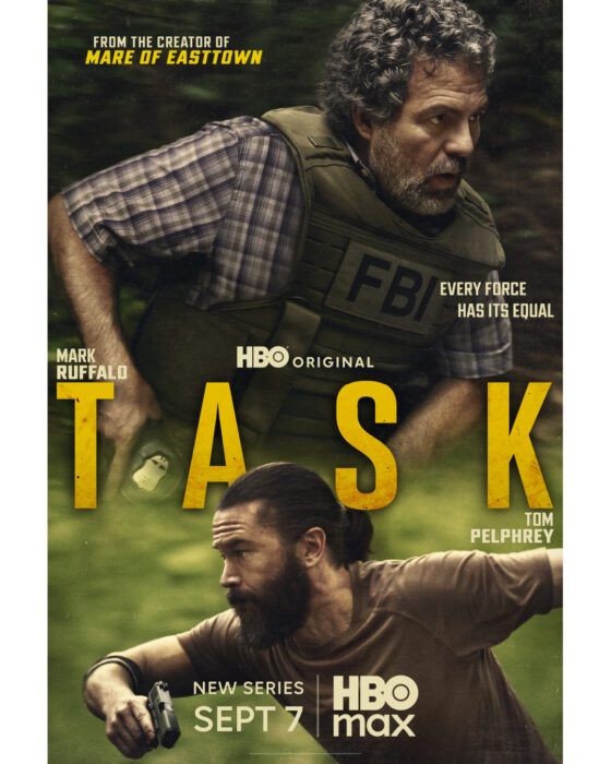 Official key art for Task, the new HBO Max crime drama series, featuring Mark Ruffalo