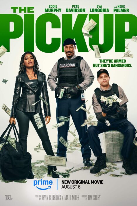 The official key art for Prime Video's The Pickup starring Keke Palmer, Eddie Murphy, and Pete Davidson