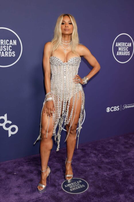 Ciara poses on the purple carpet at the 2025 American Music Awards