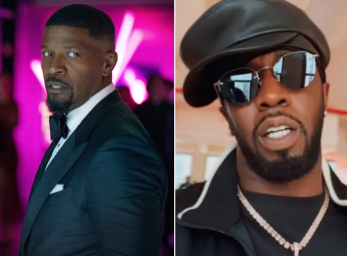 Jamie Foxx speaking during a Hollywood Reporter roundtable, addressing Diddy conspiracy rumors
