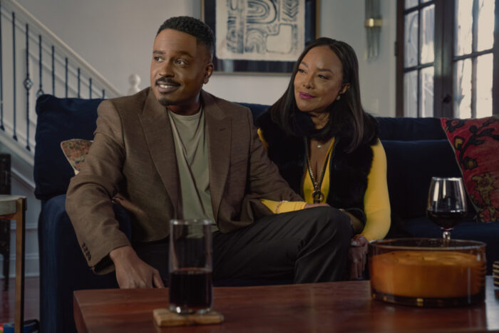 Jason Weaver as Shaad and Lynn Whitfield as Alicia in Season 6, Episode 16 of The Chi, streaming on Paramount+ with Showtime.