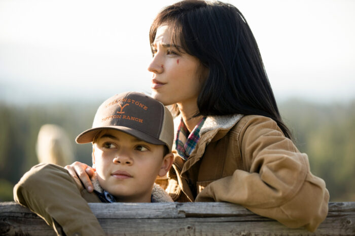 Kelsey Asbille as Monica Dutton and Brecken Merrill as her son Tate