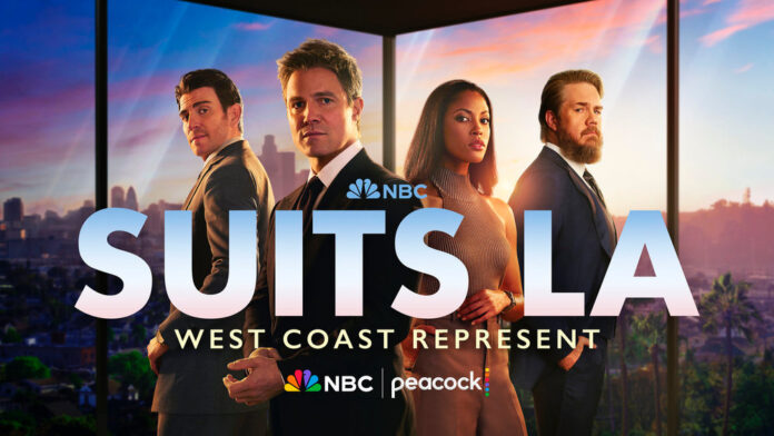 Stephen Amell and the cast of “Suits LA” in a courtroom scene from the canceled NBC spinoff