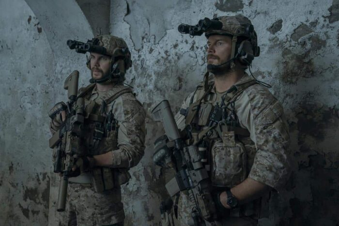 Ben Edwards (Taylor Kitsch) and James Reece (Chris Pratt) in The Terminal List: Dark Wolf