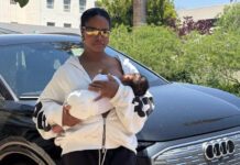 Taylour Paige Welcomes First Child After Car Accident: ‘I’ve Never Felt Safer’ Taylour Paige breastfeeding her newborn son while standing in front of an Audi E Tron after surviving a car accident.