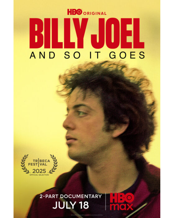 Official key art for the forthcoming documentary Billy Joel and So It Goes, premiering on Max this July