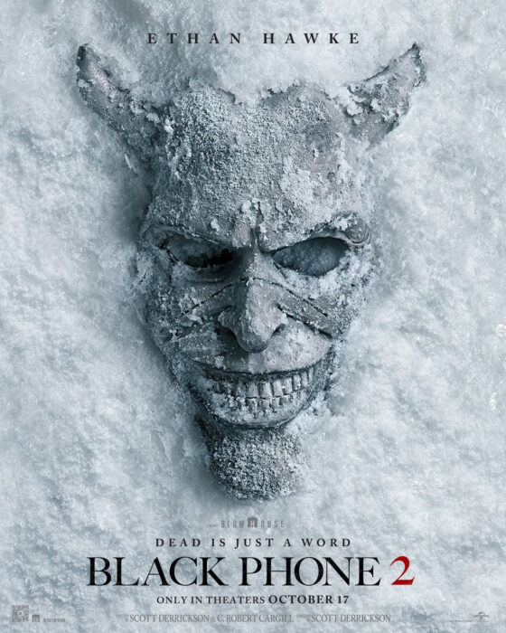 Black Phone 2 movie poster featuring eerie imagery from Blumhouse and Universal Pictures.