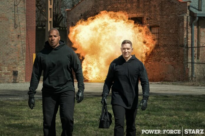 Isaac Keys and Joseph Sikora in a gripping scene from Power Book IV: Force Season 3.