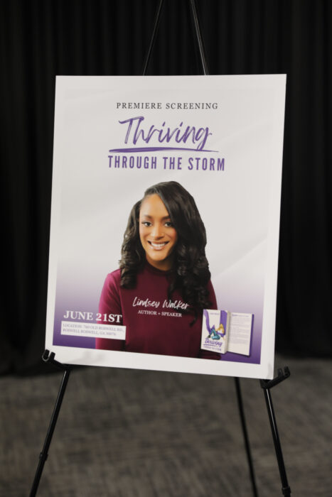 Lindsey A. Walker at the premiere of Thriving Through The Storm in Roswell, Georgia