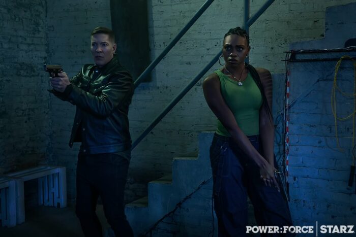 Joseph Sikora and Adrienne Walker in Power Book IV: Force Season 3, facing off in a tense moment.