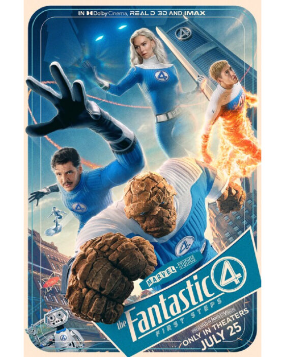 The official movie poster for Marvel Studios The Fantastic Four: First Steps