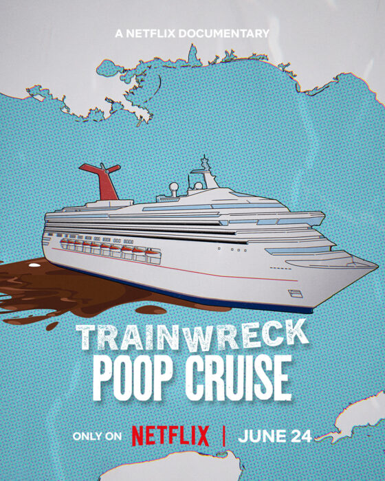 The official key art for Trainwreck: Poop Cruise premiering on Netflix on June 24